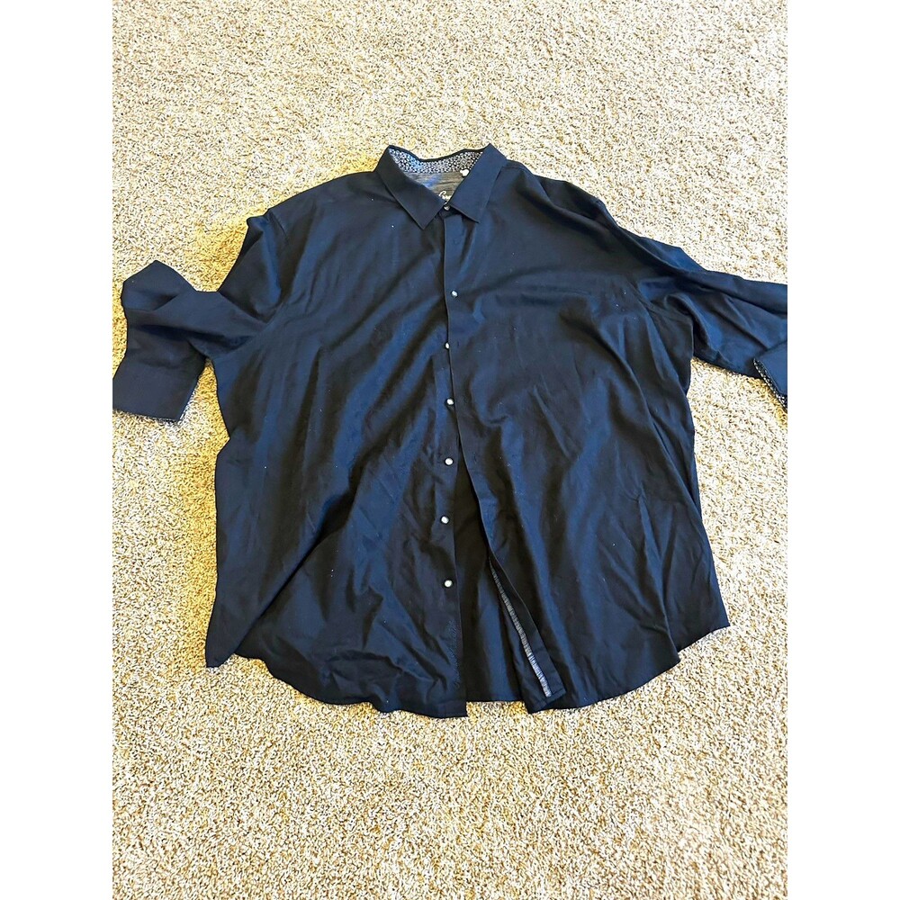 Robert Graham Solid Black Button-Up V-Neck Long Sleeve Blouse XL Regular